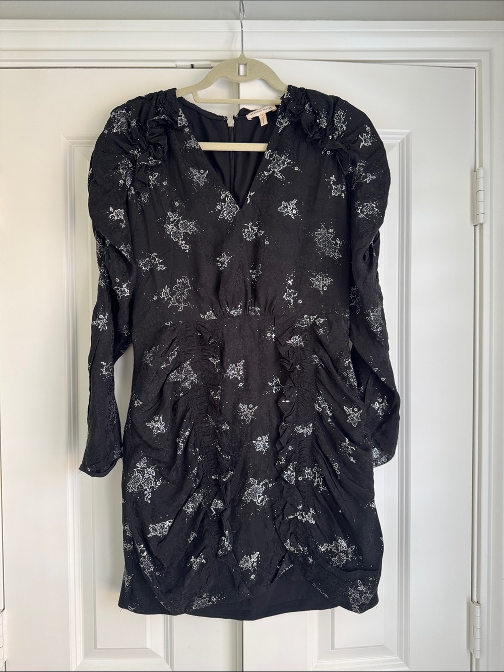 Rebecca Taylor Glitter Print Silk Jacquard Dress